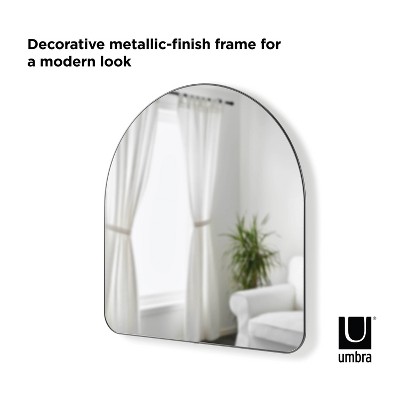 Metallic Titanium Arched Wall Mirror with Thin Rim