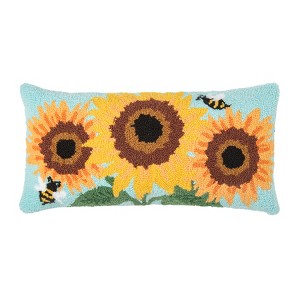 C&F Home 12" x 24" Sunflower Trio Hooked Pillow - 1 of 4