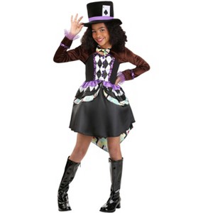 HalloweenCostumes.com Kid's Raving Mad Hatter Costume Dress for Girls - Includes Dress, Shrug, & Hat | Mad Hatter Costumes - 1 of 4