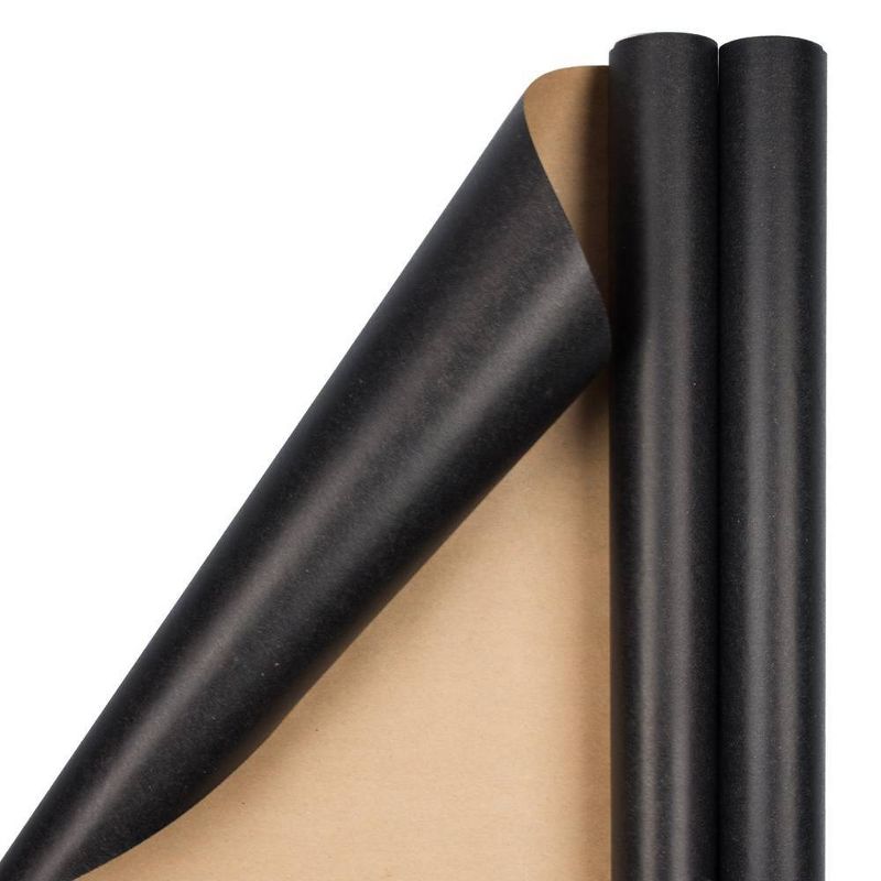 JAM PAPER Black Kraft Gift Wrapping Paper Roll - 2 packs of 25 Sq. Ft., 4 of 6