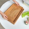 BRINJOY Rectangular Rattan Tray with Handle - 17x11.4x1.8 inch Woven Basket Tray for Coffee Table, Dining Room & Bathroom Organization - 4 of 4