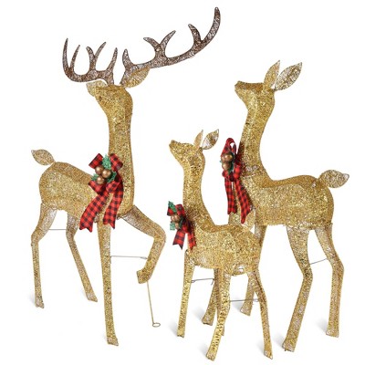 Yescom 3-Piece Large Christmas Deer Family Set for Outdoor Decoration Waterproof for Yard Patio Party With Stakes Zip Tie Warm White