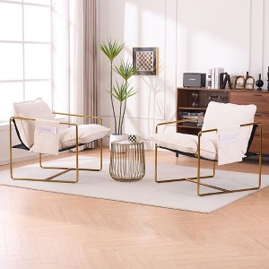 CAVINAS Modern Accent Chair Set (2-Pack),Plush Crushed Foam Padded Armchairs with Pocket Metal Frame for Living Room,Bedroom - 1 of 4