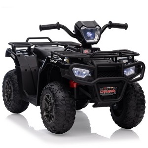 Kids Ride On ATV, 12V Electric Car for Kids, 4-Wheeler Quad Car Toy with Dual Speed Adjustment, Led Light, Music - 1 of 4