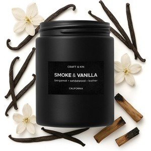 Craft & Kin Wood Wick, All-Natural Soy Aromatherapy Candle in Black Jar - 8 oz - 1 of 4