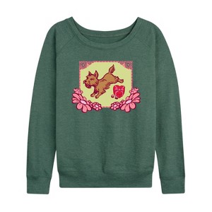 Women's - Wizard of Oz - Toto with Box of Chocolates Lightweight French Terry Wide Neck Long Sleeve Shirt - 1 of 4