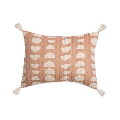 Image of Crane Baby Muslin Jacquard Throw Pillow - Copper Moon