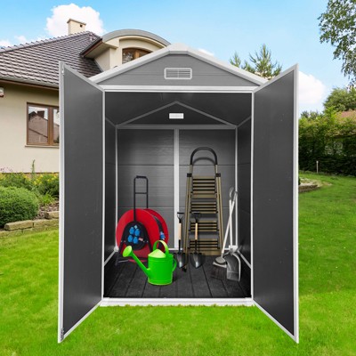 GDFStudio Richard Plastic and Aluminum Alloy Outdoor Storage Shed with Window
