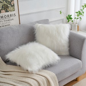 Unique Bargains Plush Decorative Solid Throw Modern Bedroom Pillow Covers 2 Pcs - 1 of 4