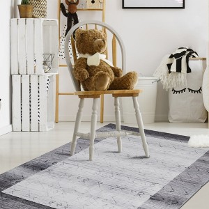 Machine Washable Bordered Rug Indoor Modern Geometric Area Rugs Low Pile Rug Abstract Carpet, 2' x 5' Gray - 1 of 4