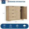 Wooden Storage Cabinet, Freestanding Wardrobe w/ 1 Hanging Rod, Side Organizer w/ 4 Drawers and Double Doors - 3 of 4