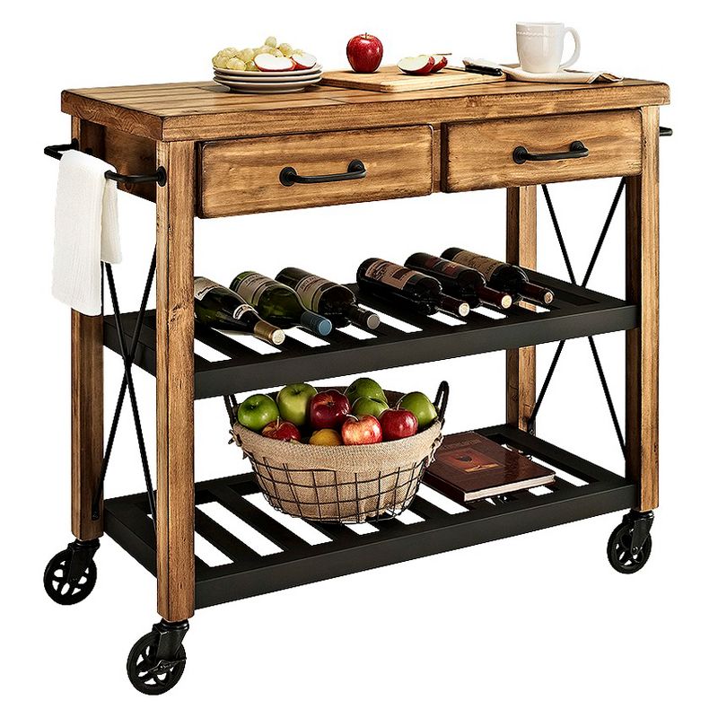Roots Rack Industrial Kitchen Cart Wood/Natural - Crosley, 5 of 8