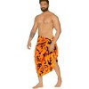 HAPPY BAY Men's Pareo Halloween Costumes Scary Theme Party Swim Trunks Swimwear Cover Up Beach Wrap Summer Sarong for Men One Size Orange, Ghost - 3 of 4