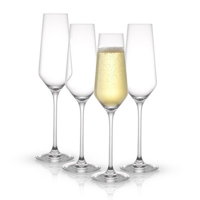 JoyJolt Layla Crystal Champagne Flute Glasses - Set of 4 Champagne Glasses – 6.7 oz