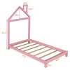 ALEXOUN Twin Size Floor Bed with House-Shaped Headboard for Kids, Wooden Twin Floor Platform Bed Frame with Slat Support,No Box Spring Needed - 3 of 4