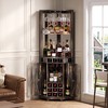 JANSNO 72" Farmhouse Corner Bar Cabinet with Barn Door, Acrylic Mirror & Glass Rack - Walnut - 4 of 4