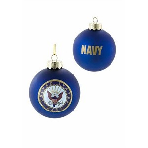 Kurt Adler Two-Sided Glass Ball Ornament, United States Navy Emblem, 3" - 1 of 1