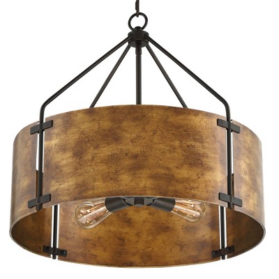 Rustic Bronze Drum Pendant Chandelier with Metal Shade