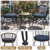 3 Piece Patio Bistro Set with Glass Table, Outdoor Rattan Chairs Set with Curved Backrest & Cushion for Balcony Patio - 3 of 4