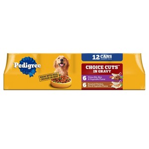 Pedigree Choice Cuts in Gravy Prime Chicken, Steak, Vegetable, Rice, Beef and Gravy Flavor Variety Pack Wet Dog Food - 13.2oz/12ct - 1 of 4