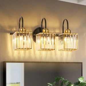 Rennnsan Yulien 19" W - 25"W Rectangle Crystal Modern Glam Dimmable Wall Sconce Vanity Light in Black - 1 of 4