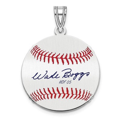Black Bow Jewelry Sterling Silver Wade Boggs Signature SM Enamel Baseball Pendant