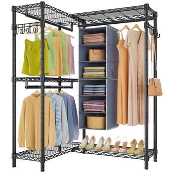 VIPEK L4E L Shape Clothes Rack Heavy duty garment rack Corner clothing rack freestanding closet wardrobe system, Black