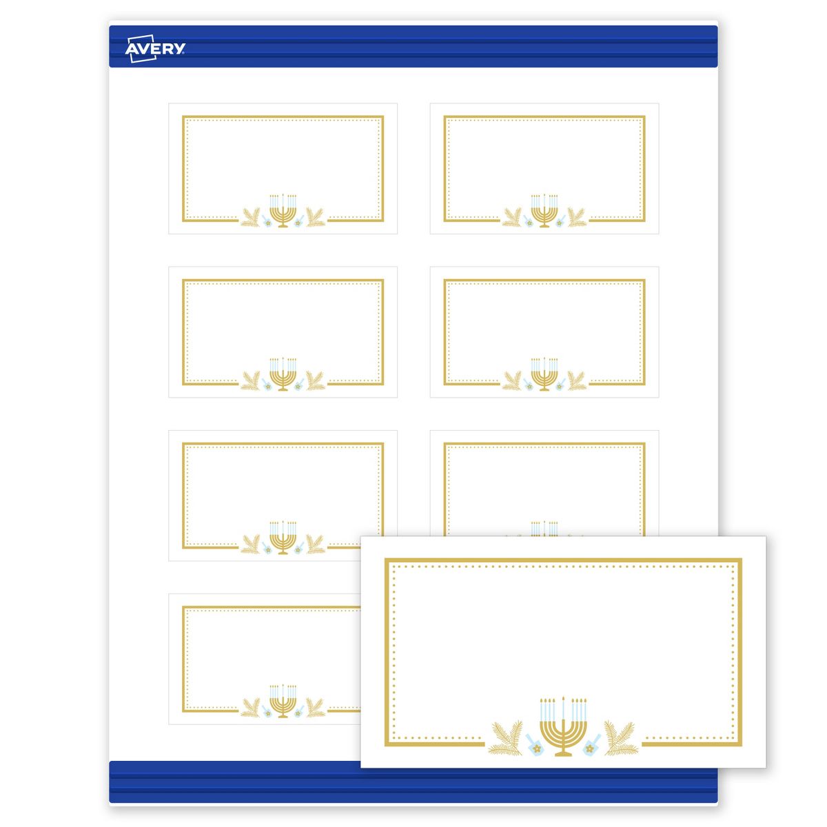 Avery® Business Cards, Matte, Gold Menorah Frame, 160