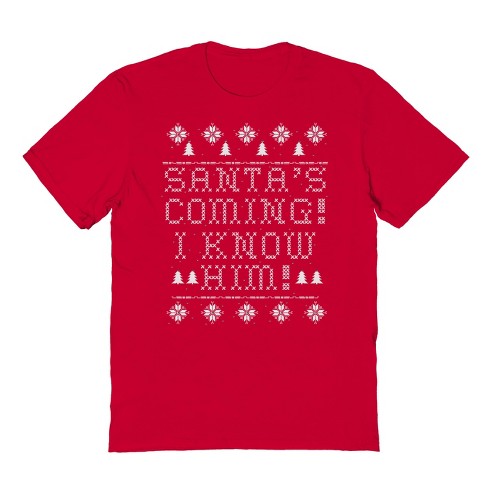 Rerun Island Men's Christmas Santa Is Coming Short Sleeve Graphic ...