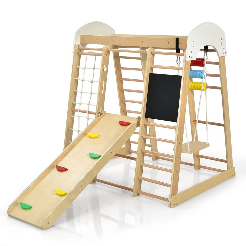 Costway Indoor Playground Climbing Gym Kids Wooden 8 in 1 Climber Playset  for Children, 5 of 11