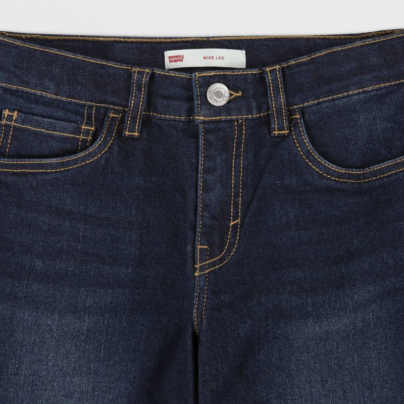 Levi's® Girls' Mid-Rise Wide Leg Jeans - Dark Wash, 3 of 6
