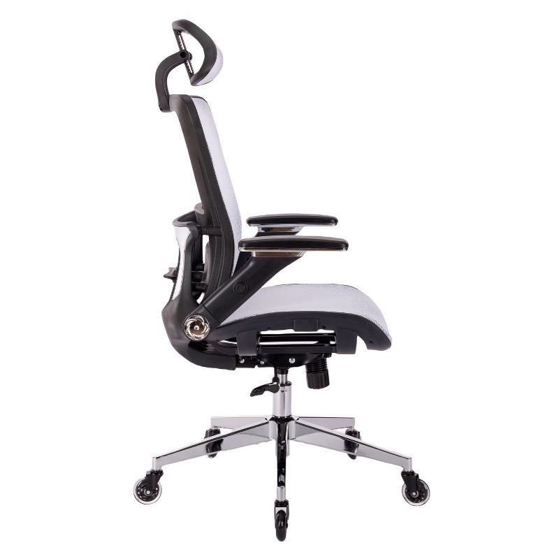 Ergonomic Mesh Office Chair-Adjustable Headrest with Flip-Up Arms, Tilt and lock Function, Lumbar Support and Blade Wheels, Metal legs-The Pop Home, 5 of 10