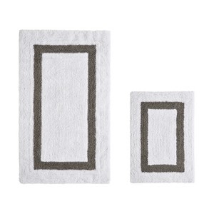 Hotel 2 PC Bath Rug 100% Premium Cotton Tufted Weave Two Tone Reversible Bathroom Rug, Super Soft Absorbent, Machine Washable Bath Mat - 1 of 4