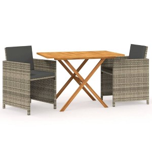 vidaXL Garden Dining Set Brown Solid acacia wood Medium Removable Covers - Gray - 1 of 4