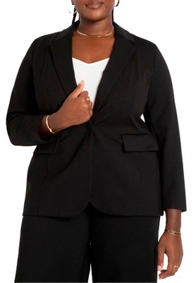 ELOQUII Women's Plus Size The Ultimate Stretch Long One Button Blazer