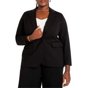 ELOQUII Women's Plus Size The Ultimate Stretch Long One Button Blazer - 1 of 4