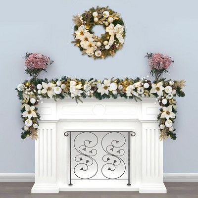 6 Foot Pre-Lit Holiday Garland - 20 Warm White LED Lights + Bows, Battery-Operated Lighted Christmas Garland for Outdoor, Window, Mantle & Stair