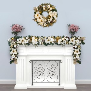 6 Foot Pre-Lit Holiday Garland - 20 Warm White LED Lights + Bows, Battery-Operated Lighted Christmas Garland for Outdoor, Window, Mantle & Stair - 1 of 4