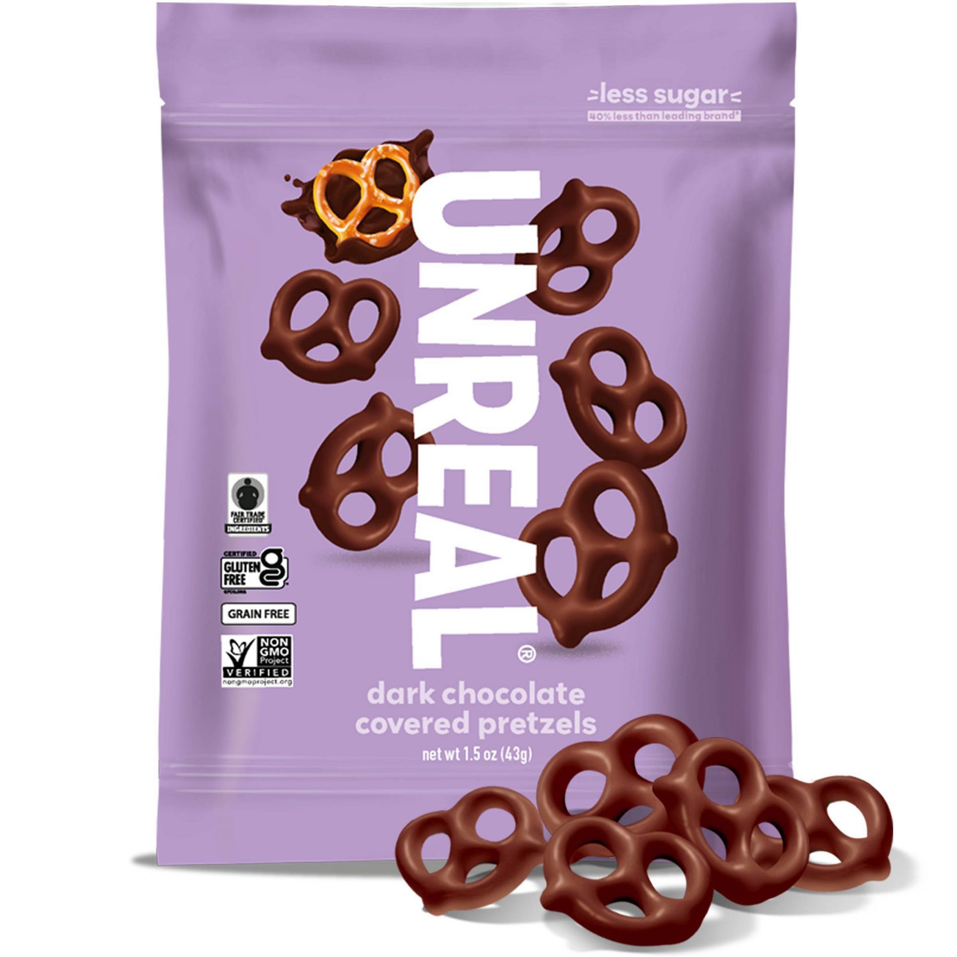 Unreal Dark Chocolate Covered Pretzels - 1.5oz