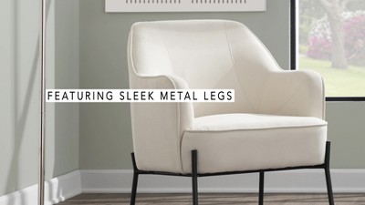 Daniella Industrial Black Metal and White Faux Leather Barstools - Set of 2