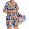 LA LEELA Women's Summer Vacation Beachwear Mini Bathing Suit Beach Dress Plus Size Fall Swimsuit Cover Ups 1X-2X Blue, Floral - 3 of 4