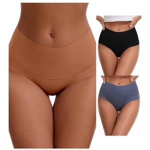 INSPIRE CHIC Women's High Waist Tummy Control Full Coverage Briefs Breathable Panties 3 Packs - 1 of 4