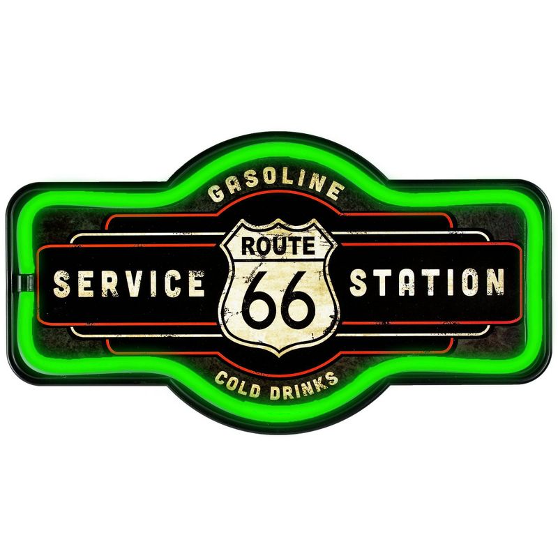 Vintage Route 66 Service Station LED Neon Light Sign Wall Decor Green/Black - American Art Decor, 5 of 10