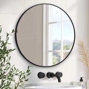 Americanflat - 19x19 Framed Black Round Mirror Circle Mirror for Bathroom, Bedroom, Entryway, Living Room - 1 of 4
