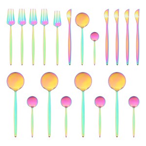 REGALWOVEN 20 Pcs Stainless Steel Mirror Polished Comfortable Handle Serving Sets - 1 of 4