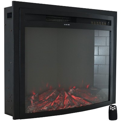 Sunnydaze 28-in Cozy Warmth Indoor Electric Fireplace Recessed Insert with LED Lights - Black Finish