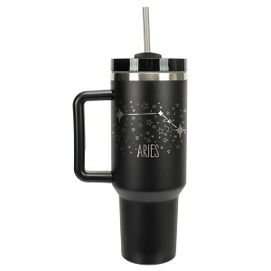 100 North Aries Zodiac Astrology Star Sign Wrap-Around 40 Oz. Stainless Steel Water Bottle Coffee Mug, Spill & Leak Resistant, Travel Tumbler with - 1 of 4