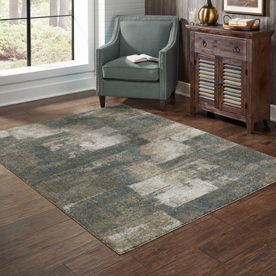 Alton Blue and Brown Synthetic Rectangular Area Rug 5'3" x 7'6"
