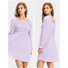 EXLURA Women's 2025 Summer Long Sleeve Party Swiss Dot Dress Smocked Ruffle Cocktail Mini Dresses - 4 of 4