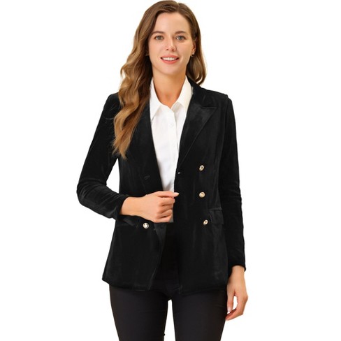 Allegra K Women's 1 Button Velvet Blazer Lapel Business Office Crop Suit  Jacket : Target